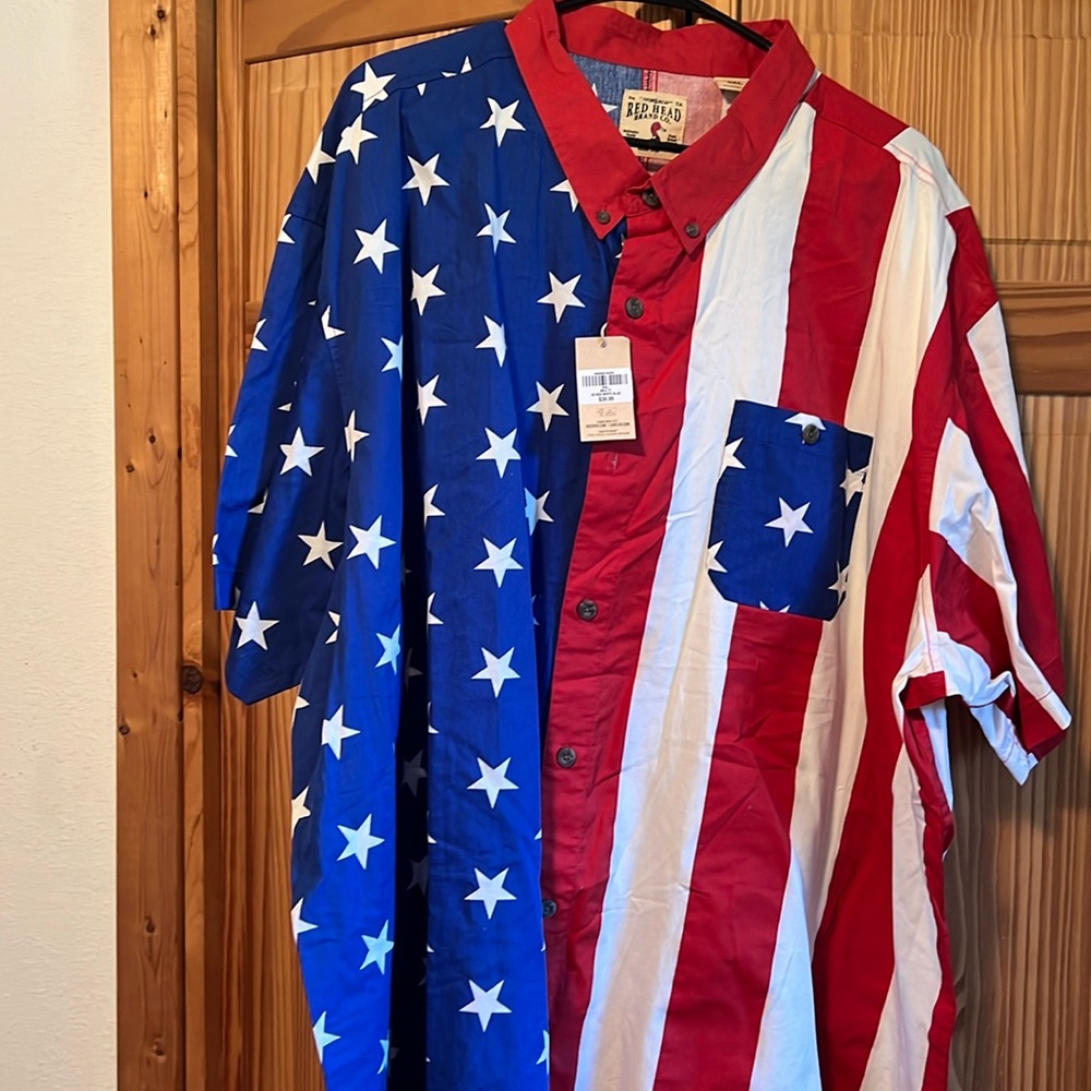 Red Head Brand Short Sleeve American Flag Shirt